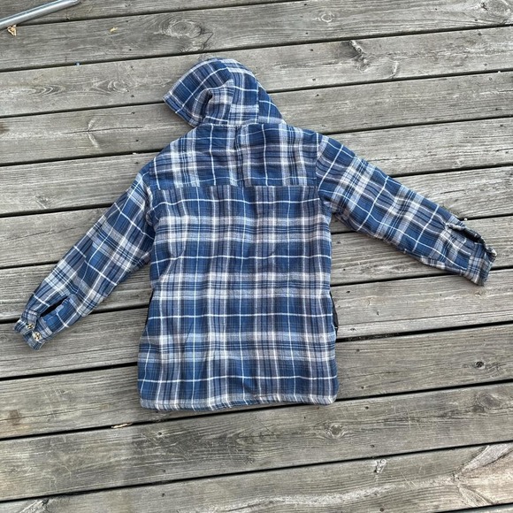 Vintage BTC plaid flannel jacket with hood (zipper line has bad spot) - Picture 3 of 3